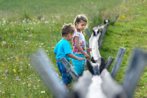 With children on Alpe di Siusi