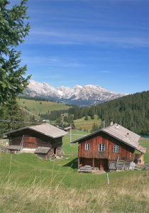 The Pluner cottage on Alpe di Siusi in the Dolomites